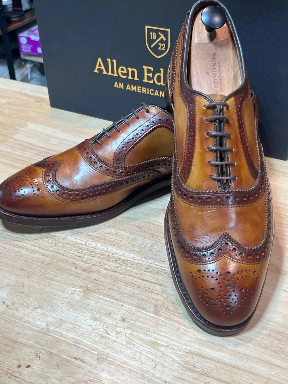 Allen Edmonds McAllister Men’s Leather Wingtip Oxfords w/ Patinas Sz11.5D  🇺🇸